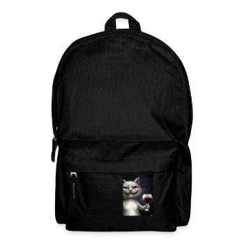 Katze mit Wein - Rucksack - Schwarz - Vorne