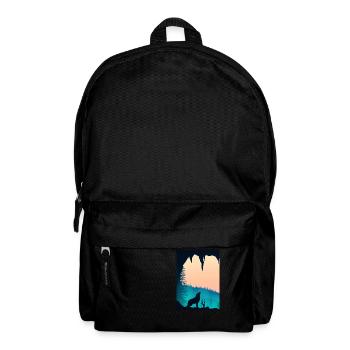 Wolf bei Nacht - Rucksack - Schwarz - Vorne