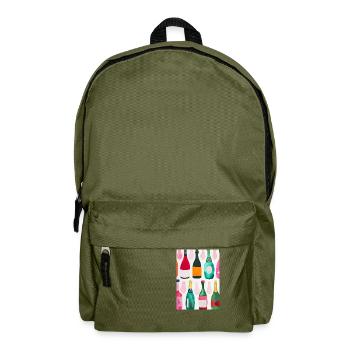 Flaschen-Muster-Malerei - Rucksack - Olivgrün - Vorne