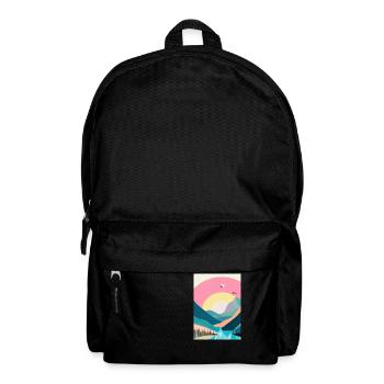 Wald Berge Sonnenuntergang - Rucksack - Schwarz - Vorne