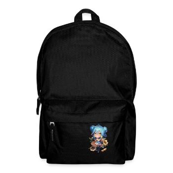 Mädchen mit Blumen - Rucksack - Schwarz - Vorne