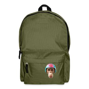 Affe mit Vintage-Helm - Rucksack - Olivgrün - Vorne