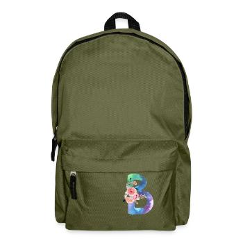 Lettre b watercolor - Sac à dos - vert olive - Devant