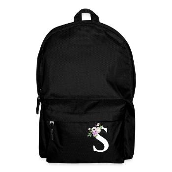 Purple Floral Letter S - Backpack - black - Front