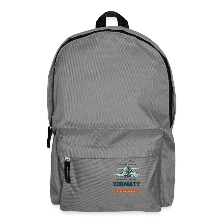 Zermatt badge on a backpack, elephant grey