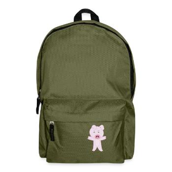 Cute Pig all pink - Backpack - olive green - Front