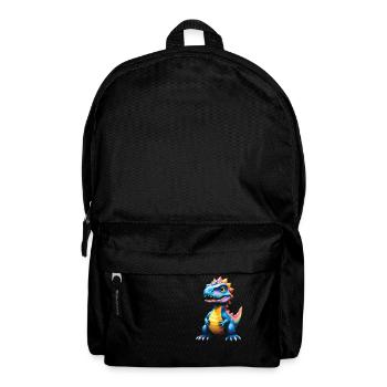 Dino, Dinosaur, Custom Text, Shape - Backpack - black - Front