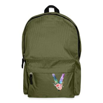 Lettre v watercolor - Sac à dos - vert olive - Devant