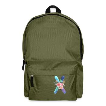 Lettre x watercolor - Sac à dos - vert olive - Devant