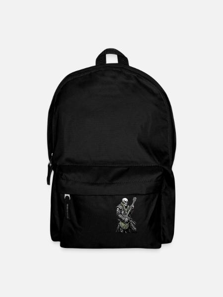 Skull Heavy Metal Guitarist green Hair - Backpack - black