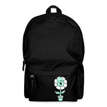 Yawning Tired Sleepy Head Flower Face Flower Pot - Backpack - black - Front