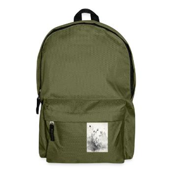 Peinture abstraite à l’aquarelle - Sac à dos - vert olive - Devant