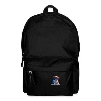 Mops Welpen sitzend - Rucksack - Schwarz - Vorne