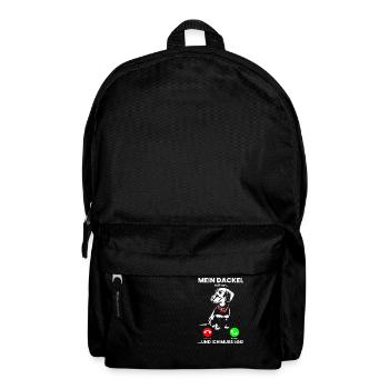 MEIN DACKEL RUFT AN… ICH MUSS LOS Dackel Geschenk - Rucksack - Schwarz - Vorne