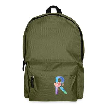 Lettre r watercolor - Sac à dos - vert olive - Devant