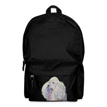 Pudel Standard weiß - Rucksack - Schwarz - Vorne