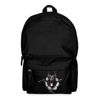 Schwarzer Schäferhund im Metall Loch - Rucksack - Schwarz - Vorne