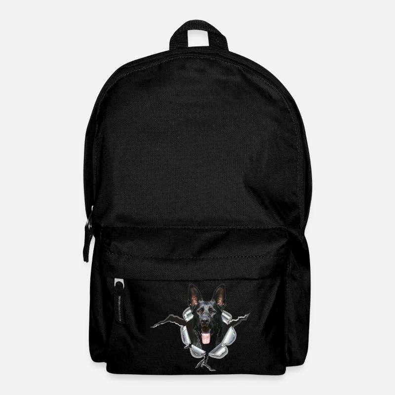 Schwarzer Schäferhund im Metall Loch - Rucksack - Schwarz