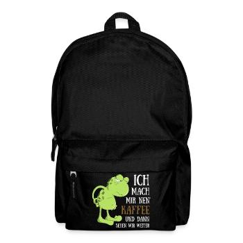 Frosch Kaffee trinken Morgenmuffel Spätaufsteher - Rucksack - Schwarz - Vorne