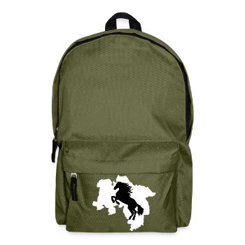 Lower Saxony Map and Horses Heraldic Animal - Backpack - olive green - Front