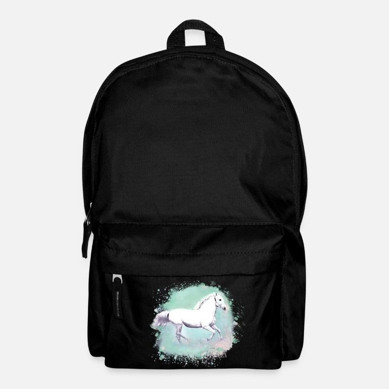 Schimmel,,weisses Pferd, pferd, Malerei,grün - Rucksack - Schwarz
