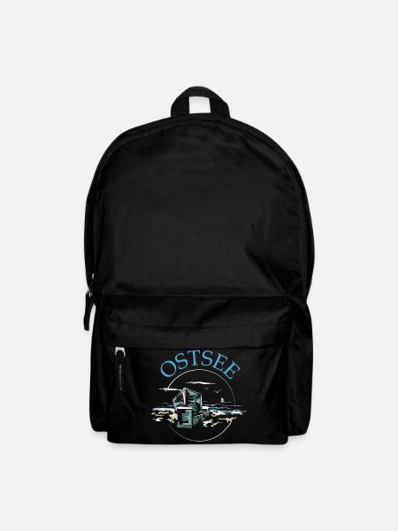Ostsee Strandkorb See Symbol Meer Illustration - Rucksack - Schwarz