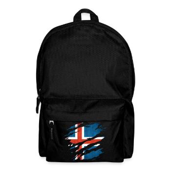 Iceland - National flag, scratches, cracks - Backpack - black - Front