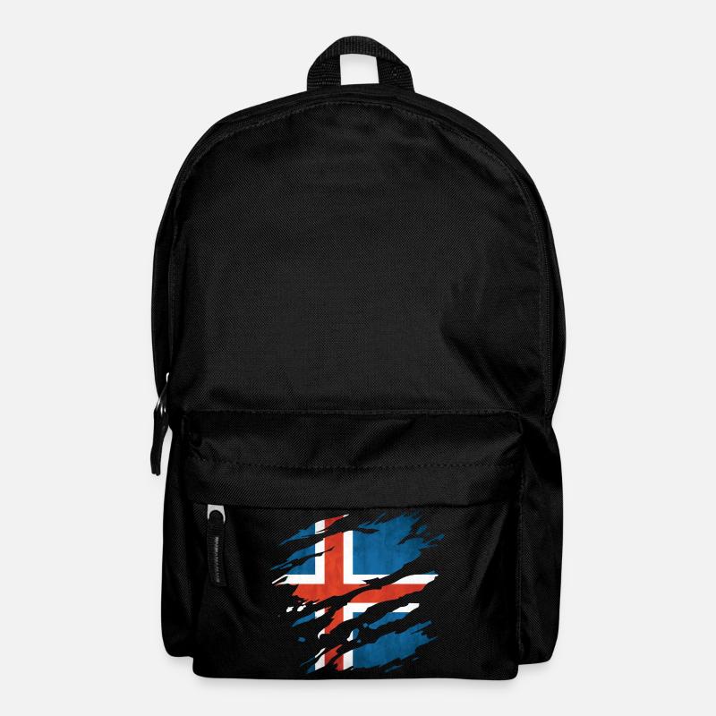 Island - Nationalfahne, Kratzer, Risse - Rucksack - Schwarz