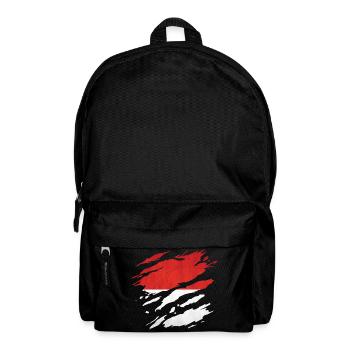 Indonesien - Nationalfahne, Kratzer, Risse - Rucksack - Schwarz - Vorne