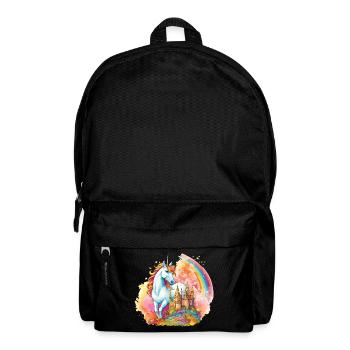 Einhorn Regenbogen Schloss Bunt Magie Fantasie - Rucksack - Schwarz - Vorne