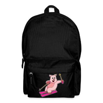 Schwein Skifahrer Ski - Rucksack - Schwarz - Vorne