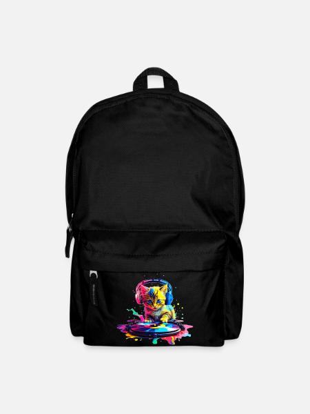 Chaton DJ - Arc-en-ciel - Sac à dos - noir