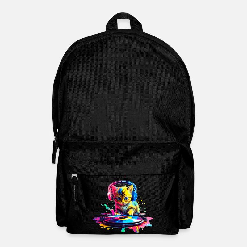Chaton DJ - Arc-en-ciel - Sac à dos - noir