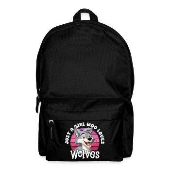 Wolf Just A Girl Who Loves Wolves Wolfskopf - Rucksack - Schwarz - Vorne