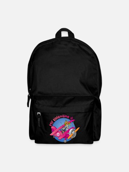 My valentine, pilot with flowers in airplane - Backpack - black
