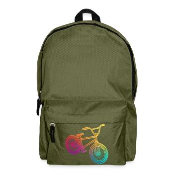 Illustration de vélo géométrique arc-en-ciel - Sac à dos - vert olive - Devant