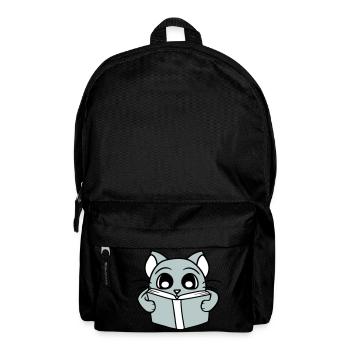 Nerd Katze Liest Roman Buch Schule Lesen Lernen - Rucksack - Schwarz - Vorne