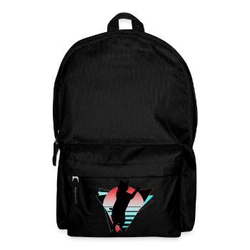 Cat Neon Geometric Silhouette Outline Colorful - Backpack - black - Front