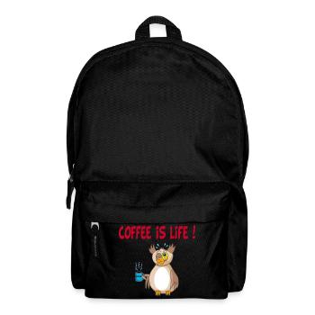 Eule und Kaffee (Englisch) - Rucksack - Schwarz - Vorne