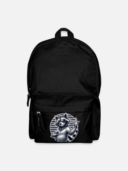 Waschbär mit Rock Pose Raccoon Rock Musik Musiker - Rucksack - Schwarz