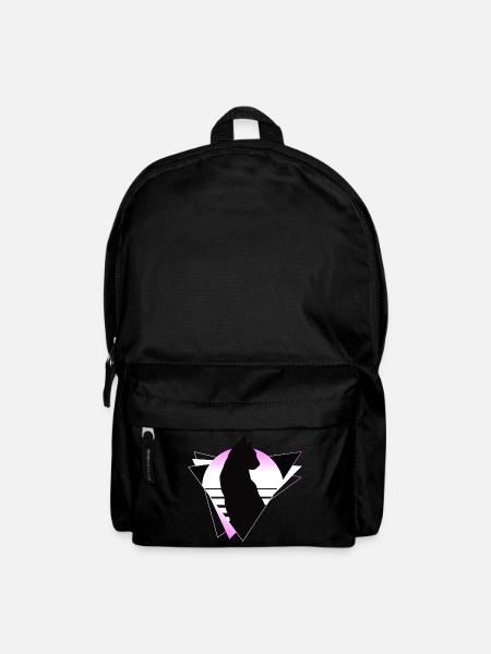 Katze Neon Geometrisch Silhouette Umriss Bunt - Rucksack - Schwarz