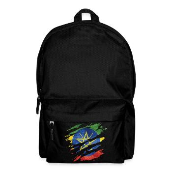 Ethiopia - National flag, scratches, cracks - Backpack - black - Front