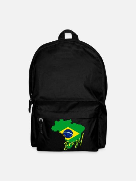 Mapa de Brasil, bandera de Brasil - Rygsæk - sort