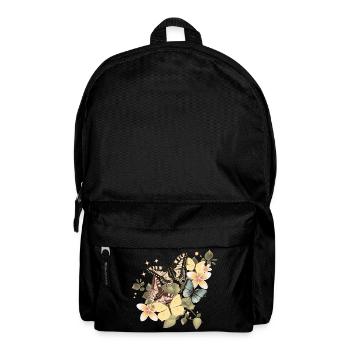 Schmetterlinge im Vintage Blumenmeer - Rucksack - Schwarz - Vorne