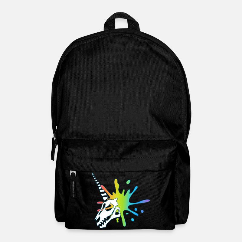 Einhorn-Totenschädel und mehrfarbige Explosion - Rucksack - Schwarz