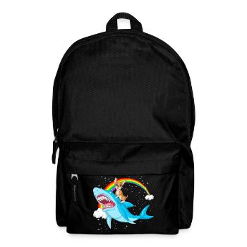 Chihuahua auf Hai mit Regenbogen - Rucksack - Schwarz - Vorne