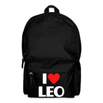 I love Leo Rotes Herz Romantischer Name Fan - Rucksack - Schwarz - Vorne