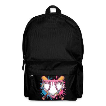Baseball Homeplate with Pink Frosting and Bat - Backpack - black - Front