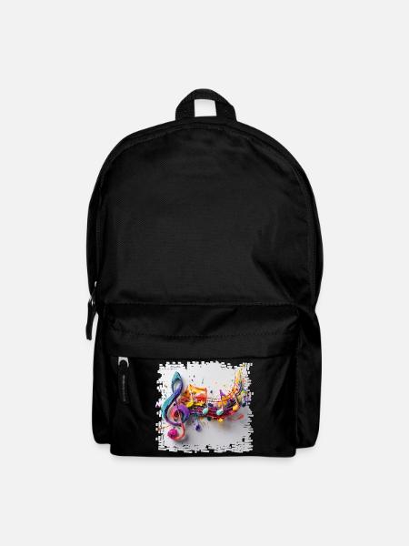 Farbenfrohe Musiknoten Kunstmotiv - Rucksack - Schwarz