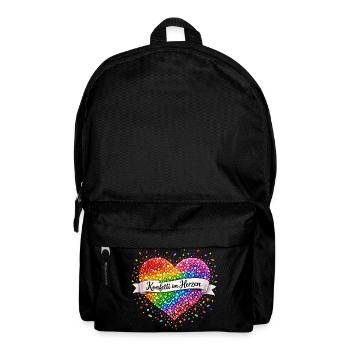 Konfetti im Herzen - Karneval Fasching Fastelovend - Rucksack - Schwarz - Vorne